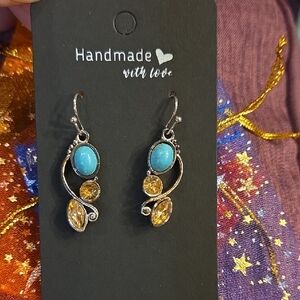 Handmade Turquoise and Gold Earrings